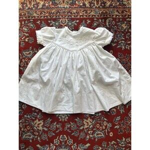 VTG USA Patsy Aiken 18 Month girls Dress White With Embroidery Floral Buttons
